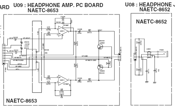 [Schematic of DX-7555 headphone circuitry]