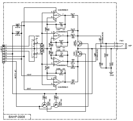 [Schematic of C-7030 headphone circuitry]