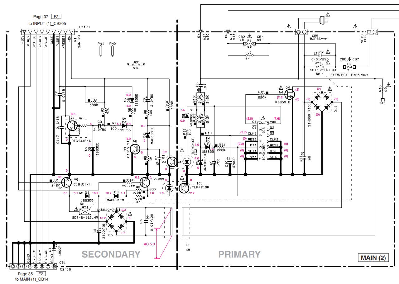 [Schematic RX-E410 standby power supply]